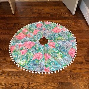 Floral Tree Skirt with Pom Pom Trim Lily Pulitzer tree skirt